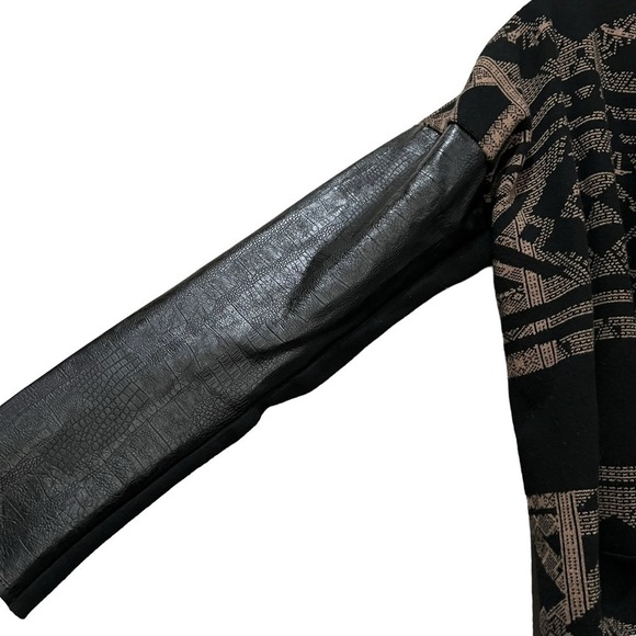 Twelfth Street Cynthia Vincent Small Cashmere Faux-Leather Cardigan Sweater R9 - Picture 5 of 8